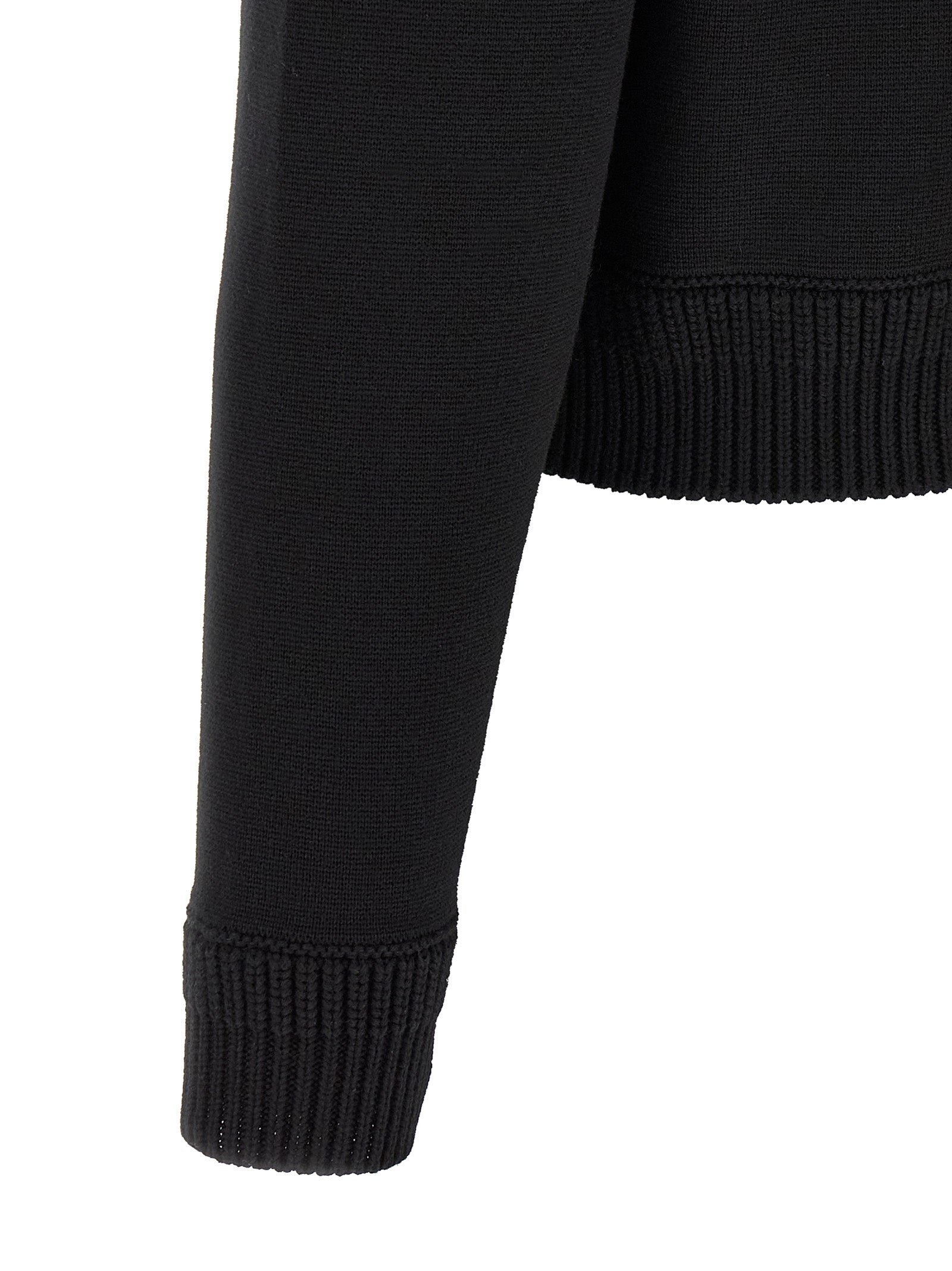 Cardigan by Moncler for women in plush nylon & cotton black & gold features a dramatic silhouette, showcasing a sophisticated and dramatic detail for a timeless, premium look.