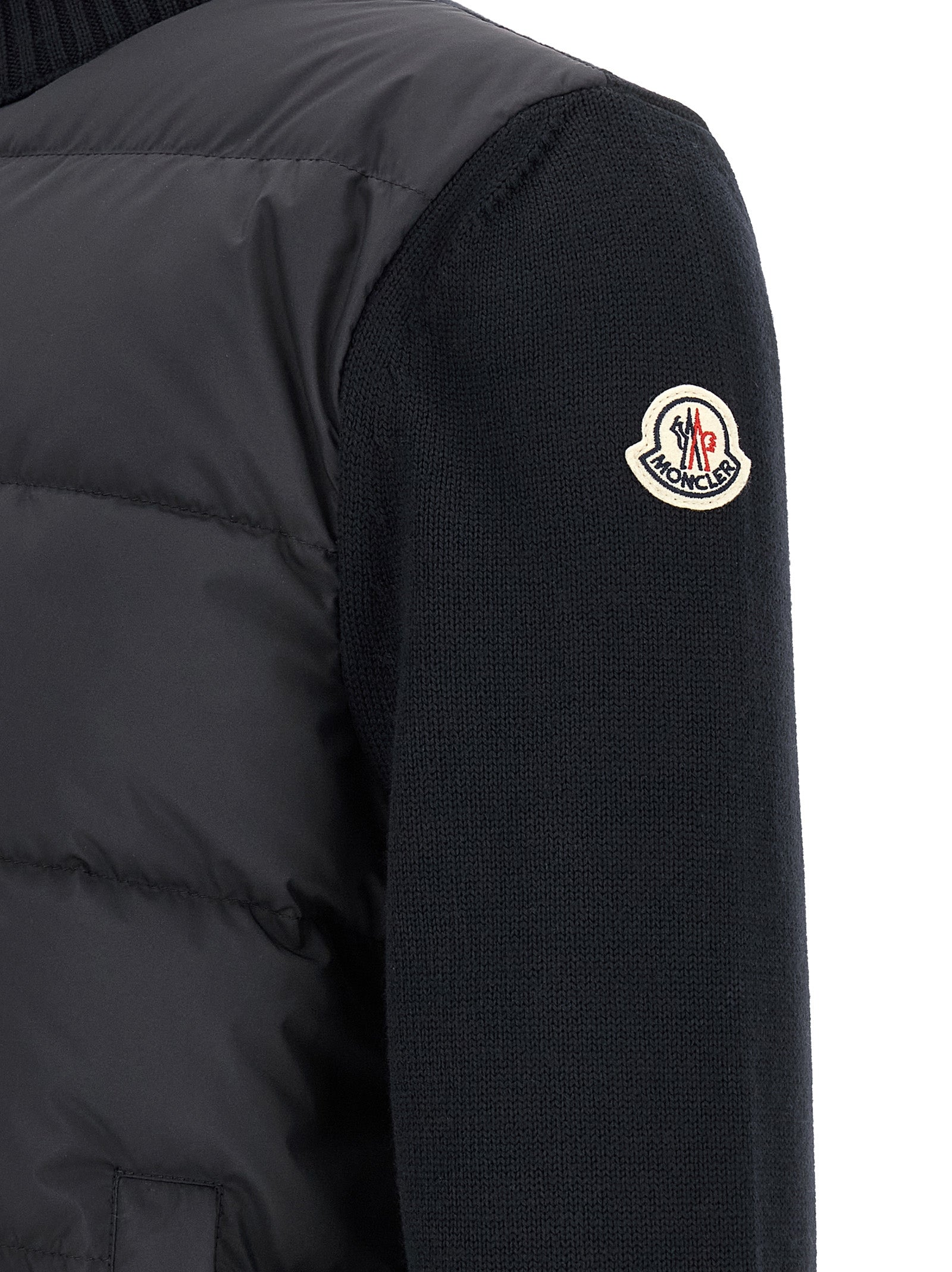 Cardigan by Moncler for men in virgin wool & polyester navy features a nuanced silhouette with a refined and nuanced detailing for a sophisticated look.