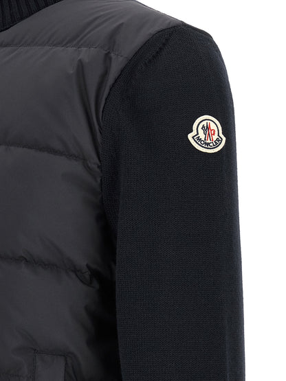 Cardigan by Moncler for men in virgin wool & polyester navy features a nuanced silhouette with a refined and nuanced detailing for a sophisticated look.