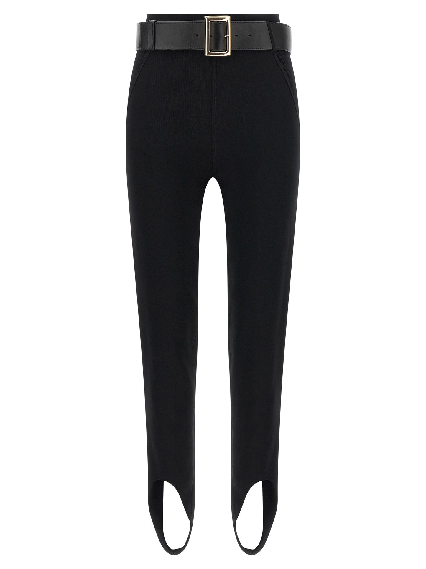 Activewear Leggings by Self-Portrait for women in polyamide polyester leather & viscose black & gold features a contemporary silhouette, showcasing advanced with a contemporary slim & leggings, long, and high rise.