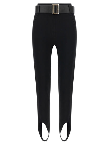 Activewear Leggings by Self-Portrait for women in polyamide polyester leather & viscose black & gold features a contemporary silhouette, showcasing advanced with a contemporary slim & leggings, long, and high rise.