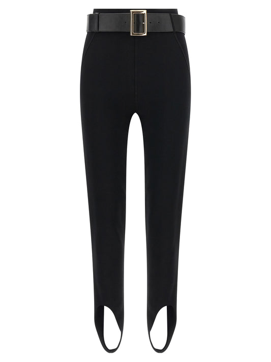 Activewear Leggings by Self-Portrait for women in polyamide polyester leather & viscose black & gold features a contemporary silhouette, showcasing advanced with a contemporary slim & leggings, long, and high rise.