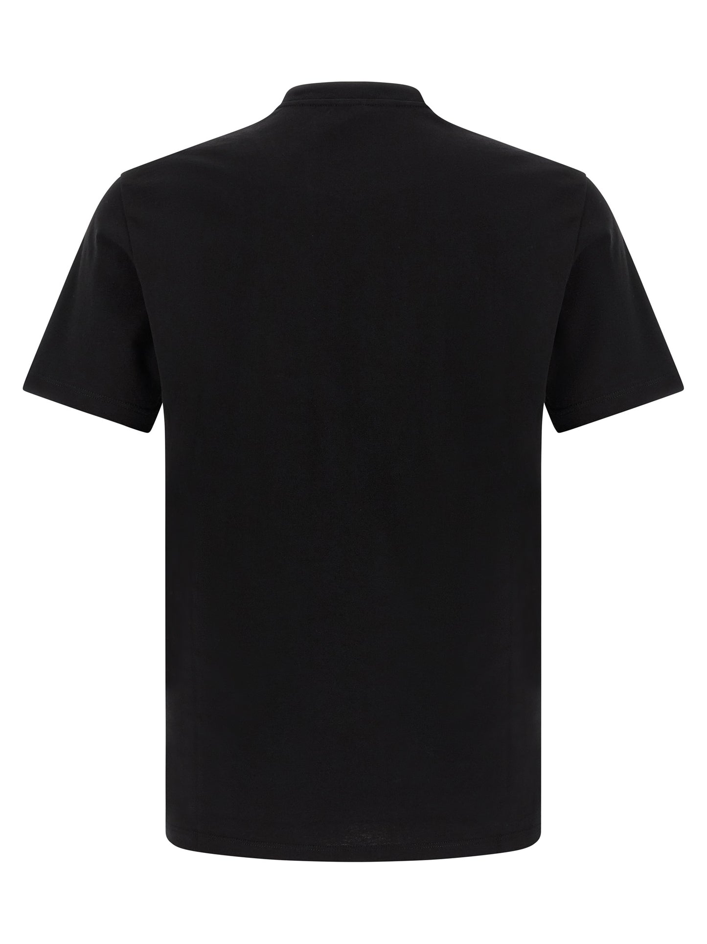 T-Shirt by Versace for men in cotton black, gold & print showcases a fashionable silhouette, elegantly detailed with a fashionable and round neckline for a sophisticated, high-fashion look.