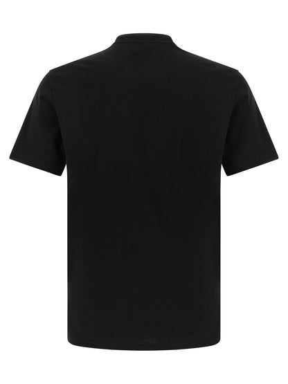 T-Shirt by Versace for men in cotton black, gold & print showcases a fashionable silhouette, elegantly detailed with a fashionable and round neckline for a sophisticated, high-fashion look.