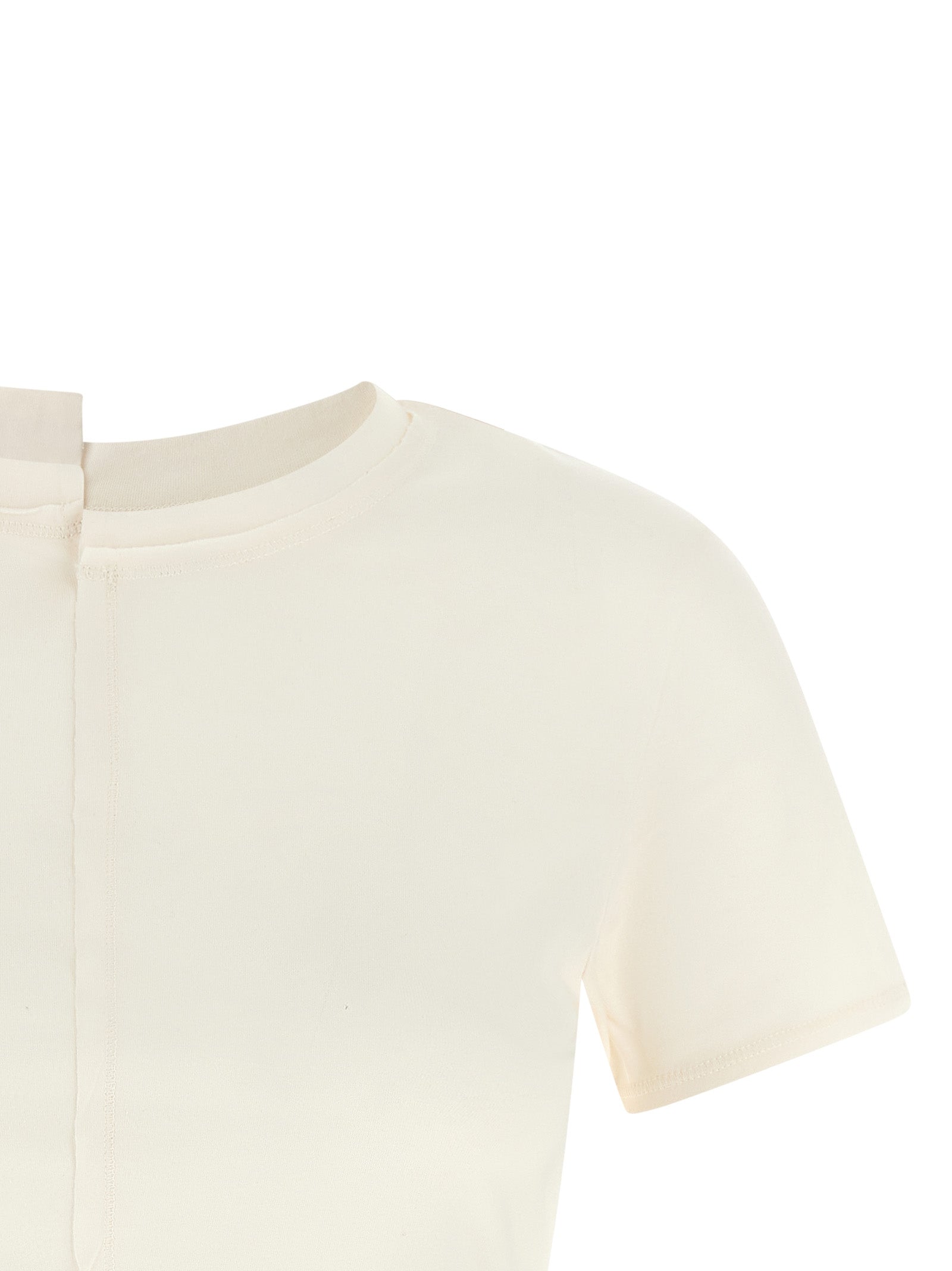 Activewear T-Shirt by Y-3 for women in cotton white features a versatile silhouette, showcasing a versatile split neckline and detailed with high-performance for a premium look.