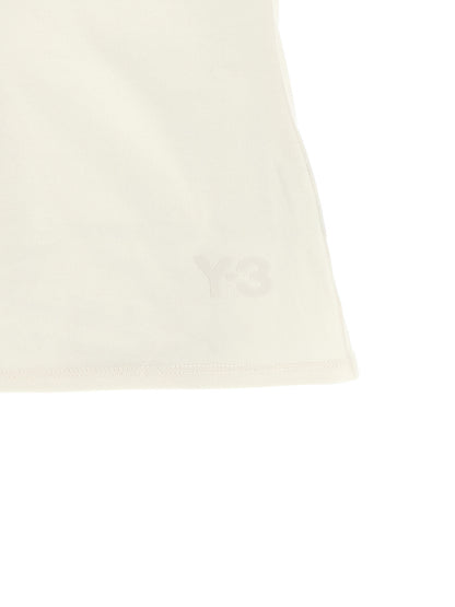 Activewear T-Shirt by Y-3 for women in cotton white features an athletic silhouette with sleeves and a neckline, enhanced by high-performance .