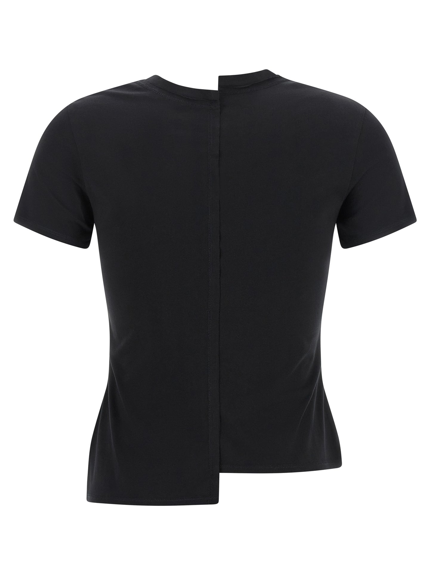 T-Shirt by Y-3 for women in cotton black showcases a dramatic silhouette, elegantly detailed with a dramatic crew split neckline and for a truly dramatic finish.