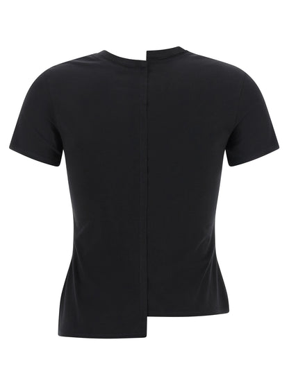 T-Shirt by Y-3 for women in cotton black showcases a dramatic silhouette, elegantly detailed with a dramatic crew split neckline and for a truly dramatic finish.