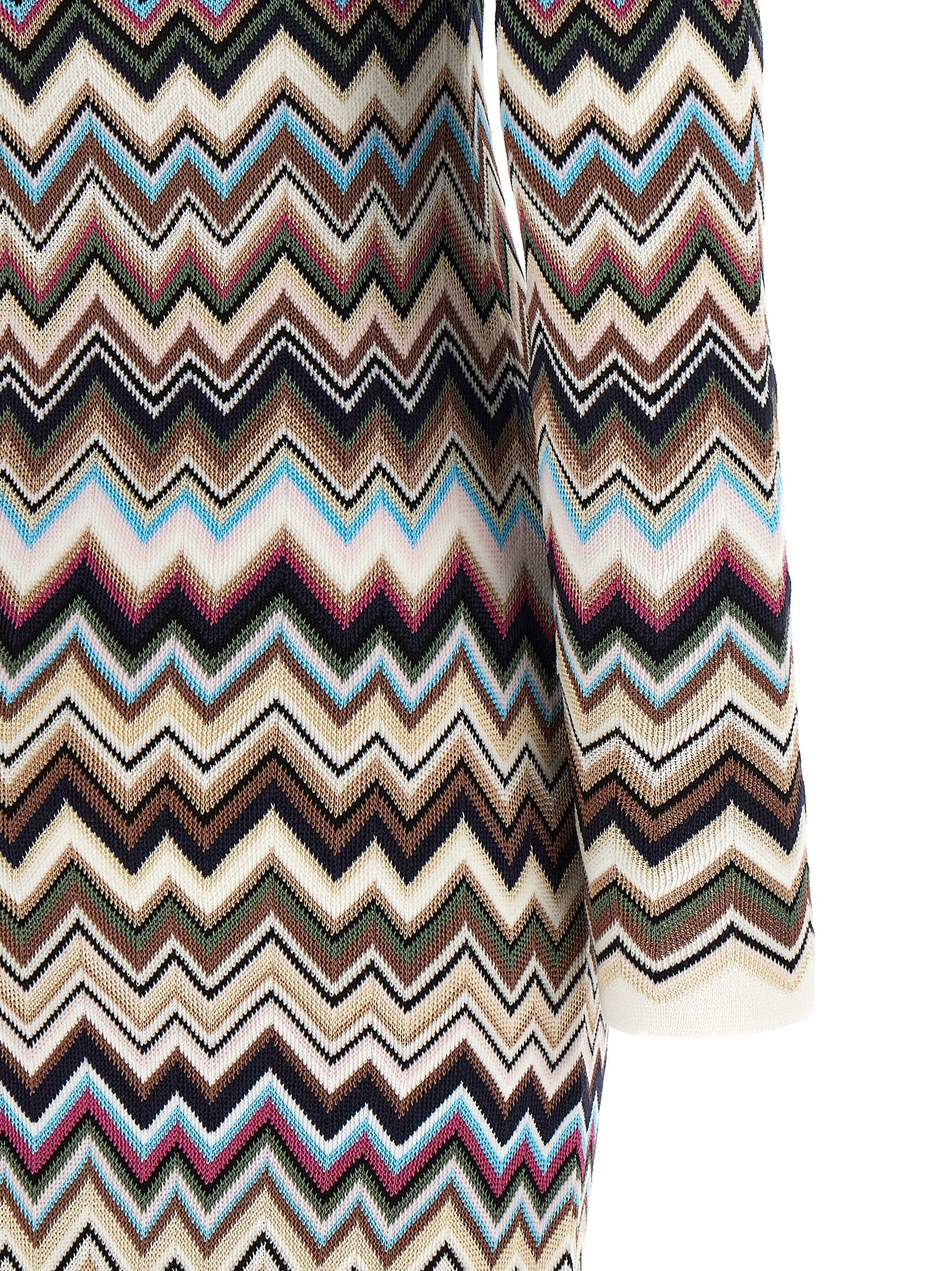 Dress by Missoni for women in polyester viscose wool multicolor, patterned, chevron & signature showcases a striking silhouette, elegantly detailed with a , refined , and a striking midi for a striking finish.