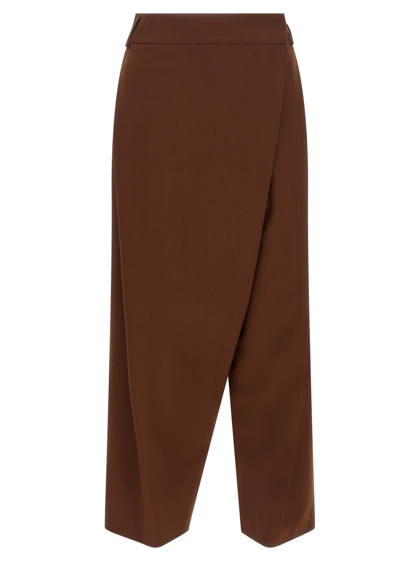 Trousers by Alberto Biani for women in wool brown features an sartorial silhouette, showcasing a precise regular-fit, wide & cropped and cropped with a sartorial for a refined look.