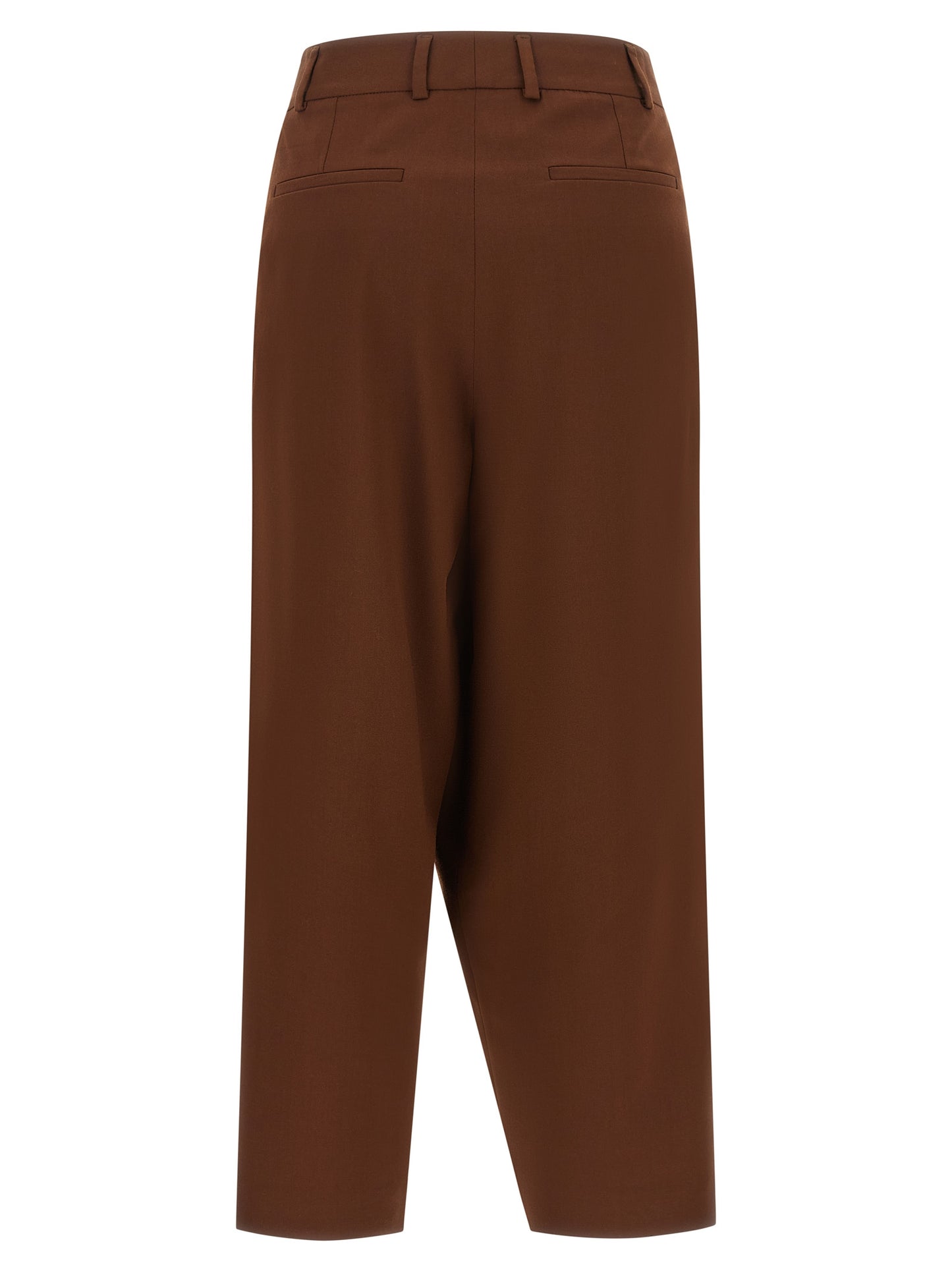 Trousers by Alberto Biani for women in wool brown features an on trend silhouette, showcasing a sophisticated regular-fit, wide & cropped with a cropped and for an on trend finish.