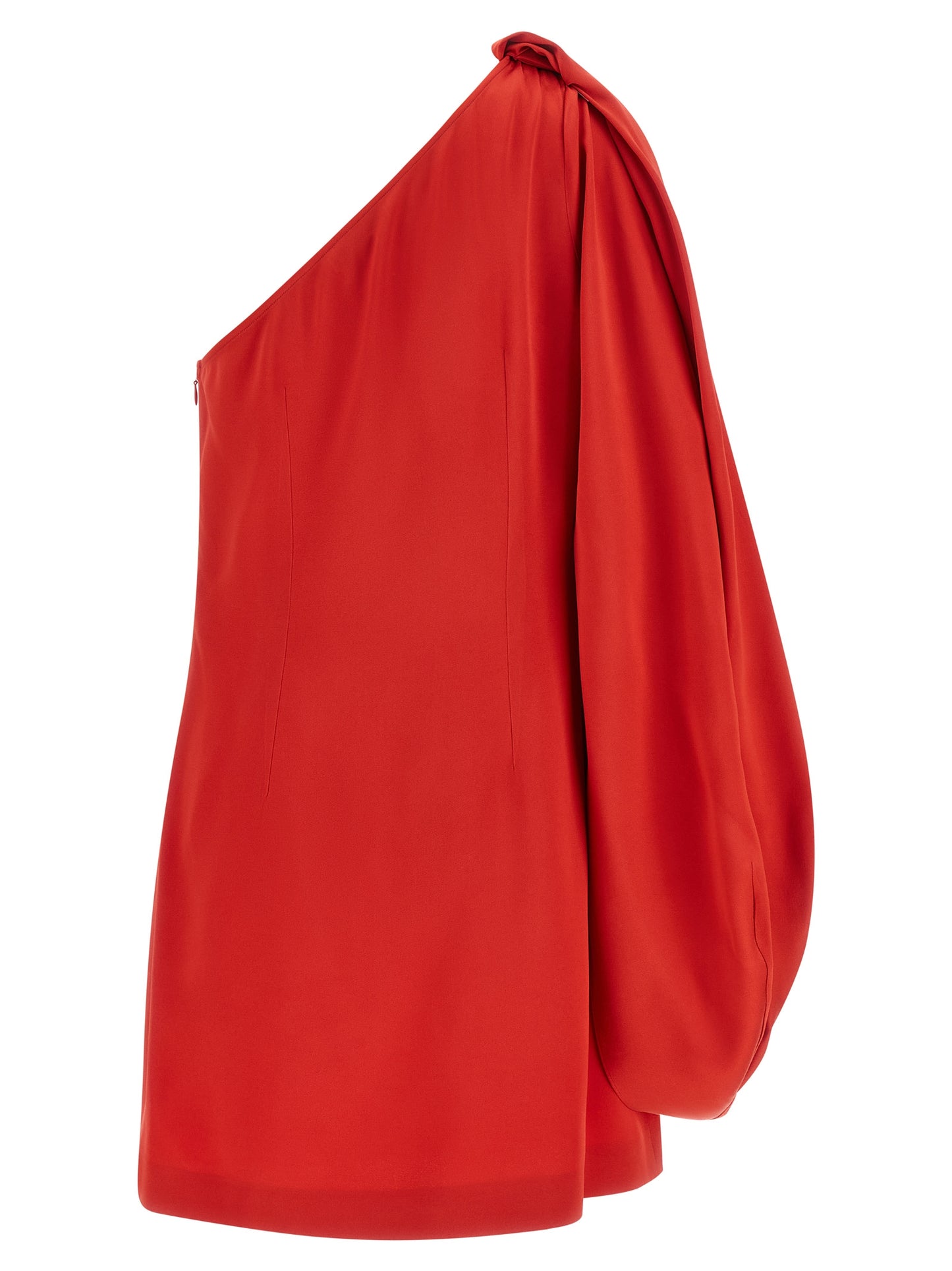 Dress by Stella McCartney for women in viscose acetate satin multicolor & red features an cute silhouette, detailed with a and that elegantly flows into a cute short mini.