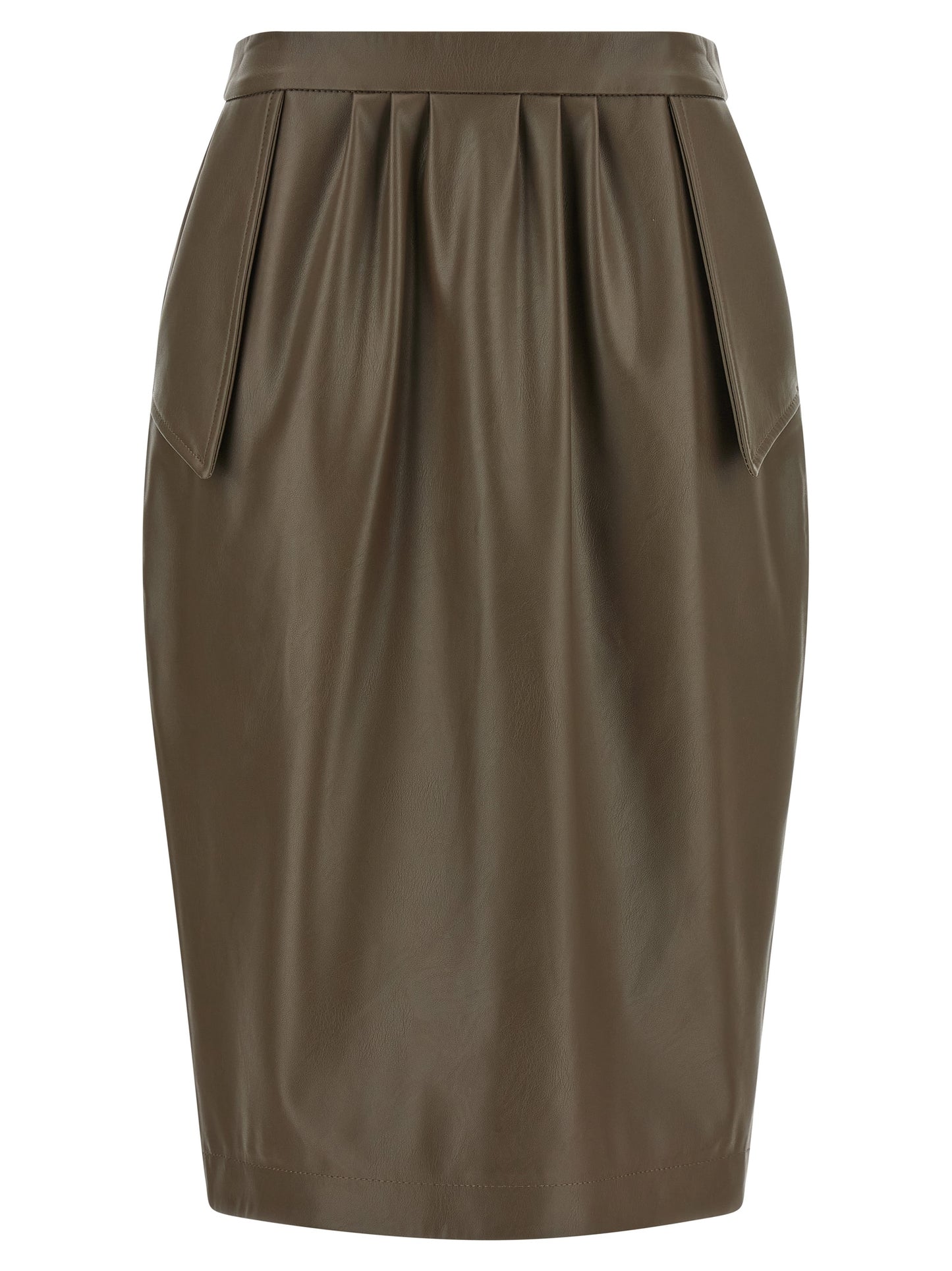 Skirt by Stella McCartney for women in stretch polyester brown showcases a dramatic silhouette, artfully capturing the essence of the Women's Pencil High Rise Stretch Polyester Maxi Midi Skirt in a dramatic maxi midi cut for a refined look.