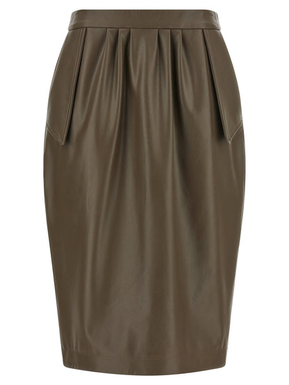 Skirt by Stella McCartney for women in stretch polyester brown showcases a dramatic silhouette, artfully capturing the essence of the Women's Pencil High Rise Stretch Polyester Maxi Midi Skirt in a dramatic maxi midi cut for a refined look.