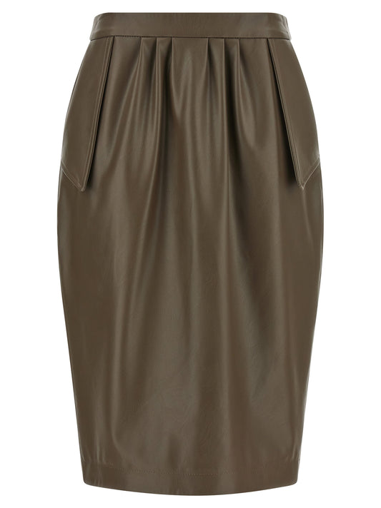 Skirt by Stella McCartney for women in stretch polyester brown showcases a dramatic silhouette, artfully capturing the essence of the Women's Pencil High Rise Stretch Polyester Maxi Midi Skirt in a dramatic maxi midi cut for a refined look.