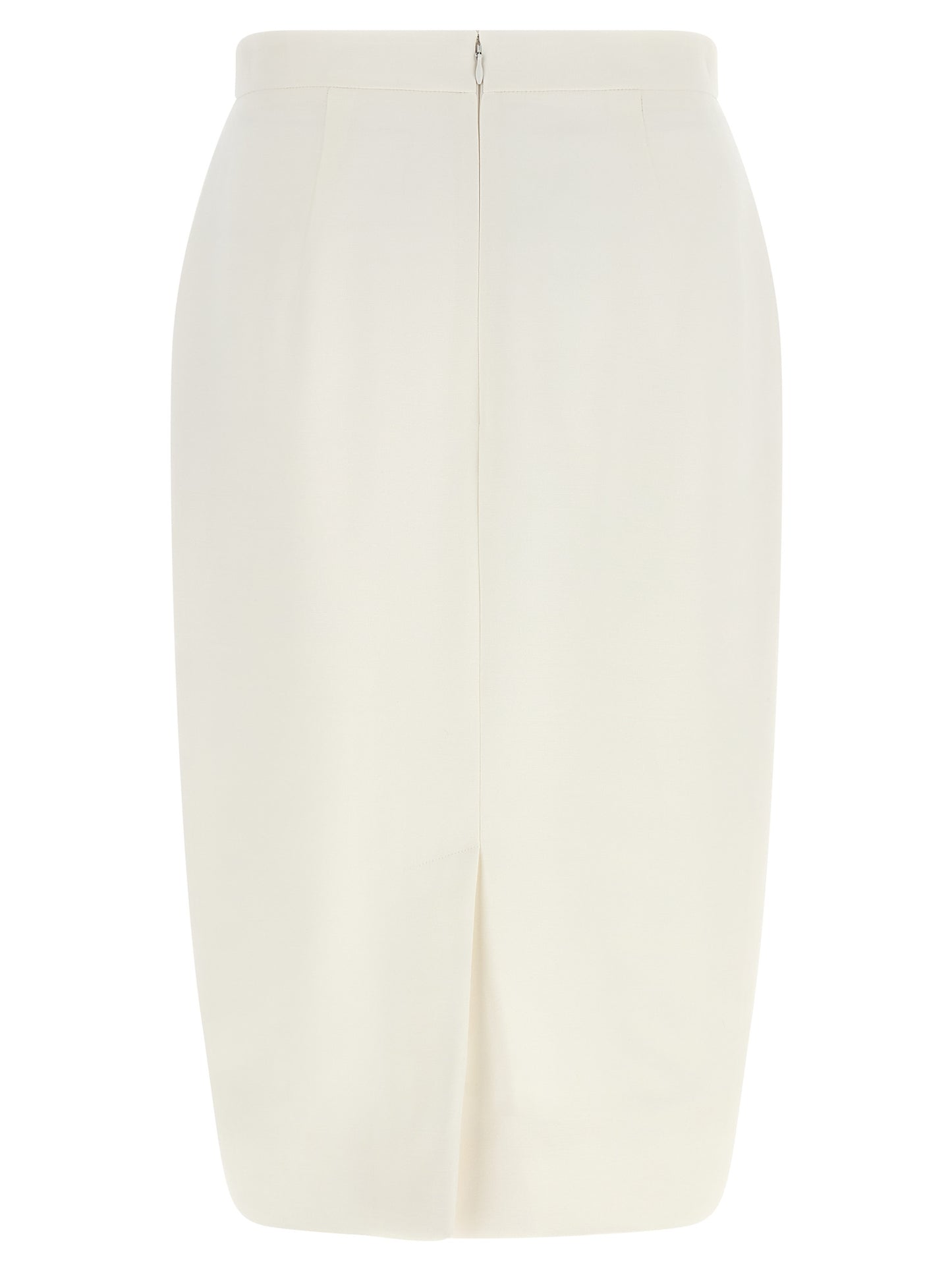 Skirt by Stella McCartney for women in stretch polyester ivory & white features an relaxed-yet-refined silhouette that elegantly showcases the Women's Pencil Stretch Polyester Midi Skirt design and sophisticated midi.