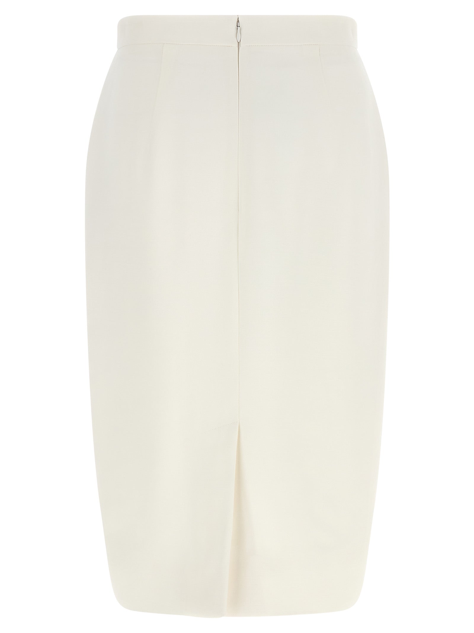 Skirt by Stella McCartney for women in stretch polyester ivory & white features an relaxed-yet-refined silhouette that elegantly showcases the Women's Pencil Stretch Polyester Midi Skirt design and sophisticated midi.