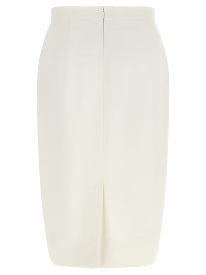 Skirt by Stella McCartney for women in stretch polyester ivory & white features an relaxed-yet-refined silhouette that elegantly showcases the Women's Pencil Stretch Polyester Midi Skirt design and sophisticated midi.