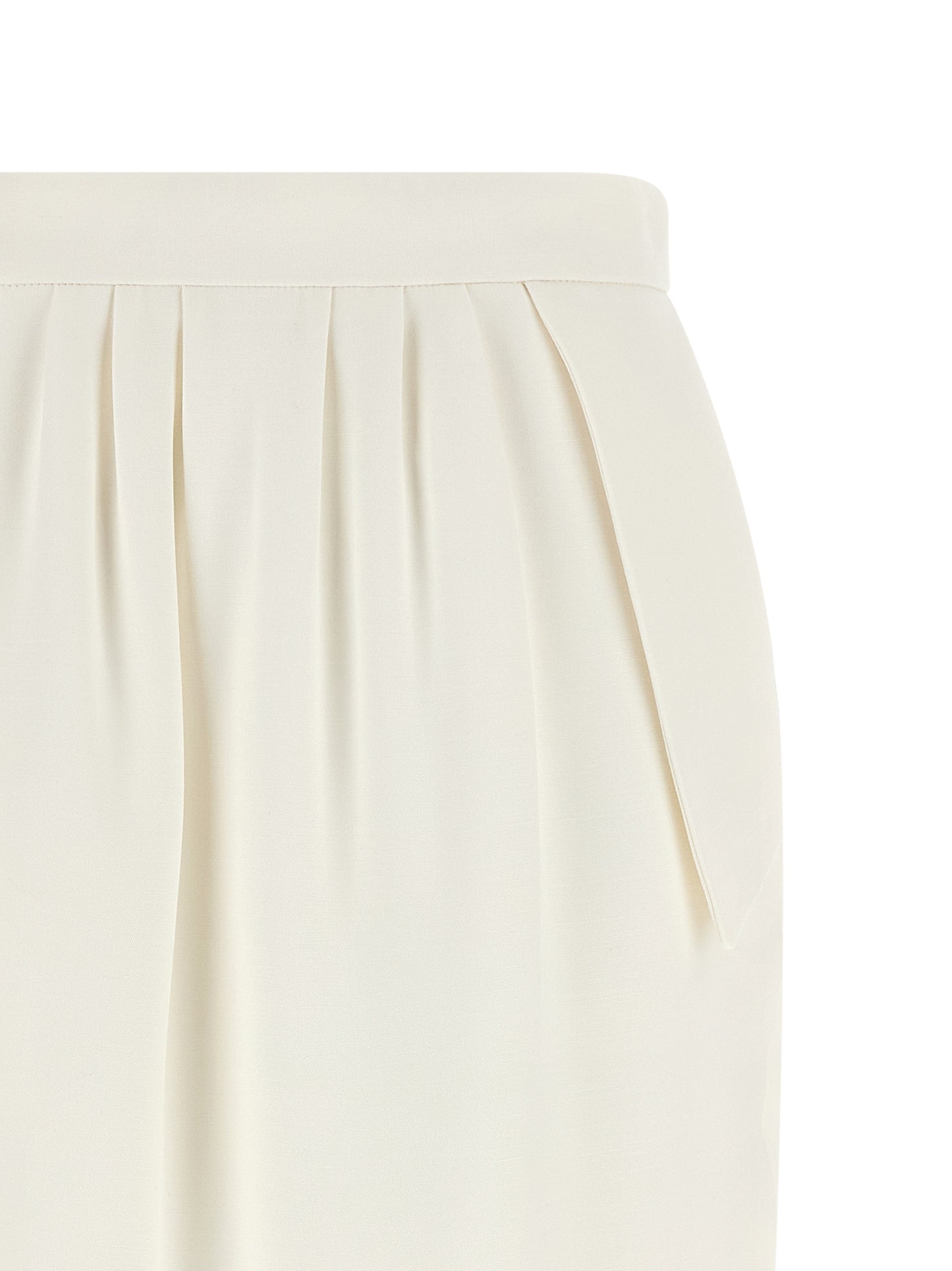 Skirt by Stella McCartney for women in stretch polyester ivory & white showcases a dramatic silhouette, artfully capturing the essence of the Women's Pencil Stretch Polyester Midi Skirt in a dramatic midi cut for a refined look.