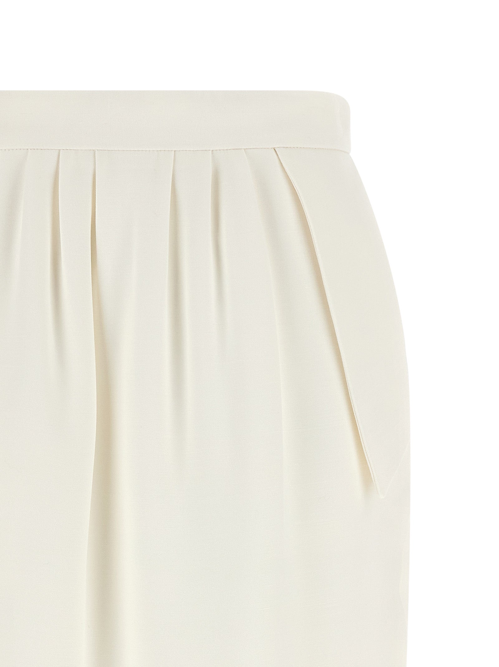 Skirt by Stella McCartney for women in stretch polyester ivory & white showcases a dramatic silhouette, artfully capturing the essence of the Women's Pencil Stretch Polyester Midi Skirt in a dramatic midi cut for a refined look.