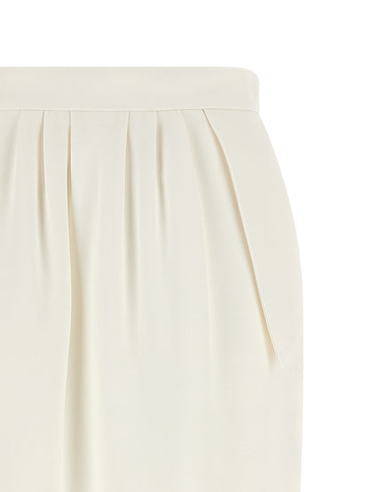 Skirt by Stella McCartney for women in stretch polyester ivory & white showcases a dramatic silhouette, artfully capturing the essence of the Women's Pencil Stretch Polyester Midi Skirt in a dramatic midi cut for a refined look.