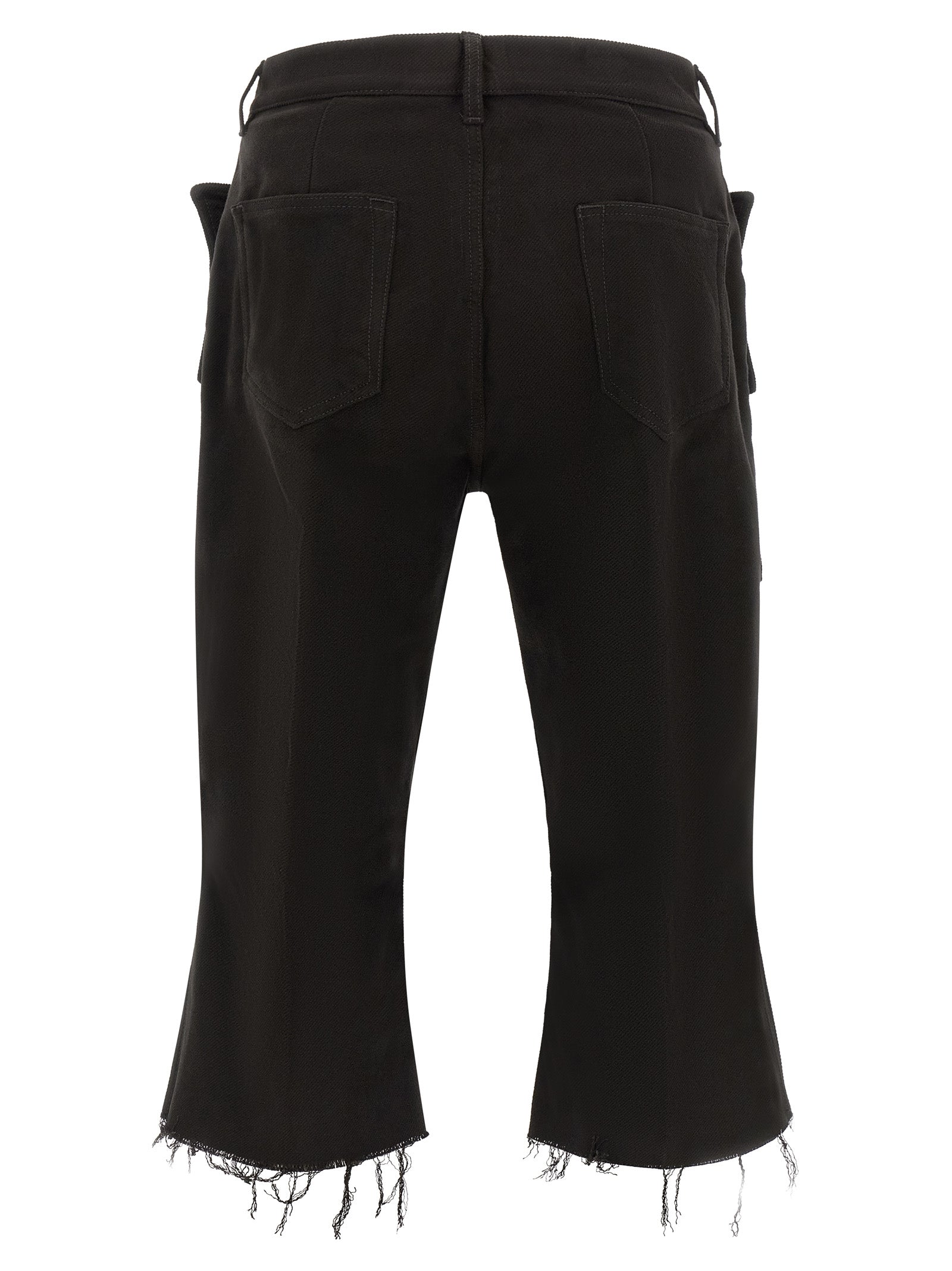 Cargo Pants by Rick Owens for men in cotton black & silver presents a on trend silhouette, artfully finished with a on trend flared & slim, long, and for a sophisticated look.