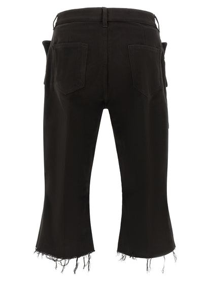 Cargo Pants by Rick Owens for men in cotton black & silver presents a on trend silhouette, artfully finished with a on trend flared & slim, long, and for a sophisticated look.