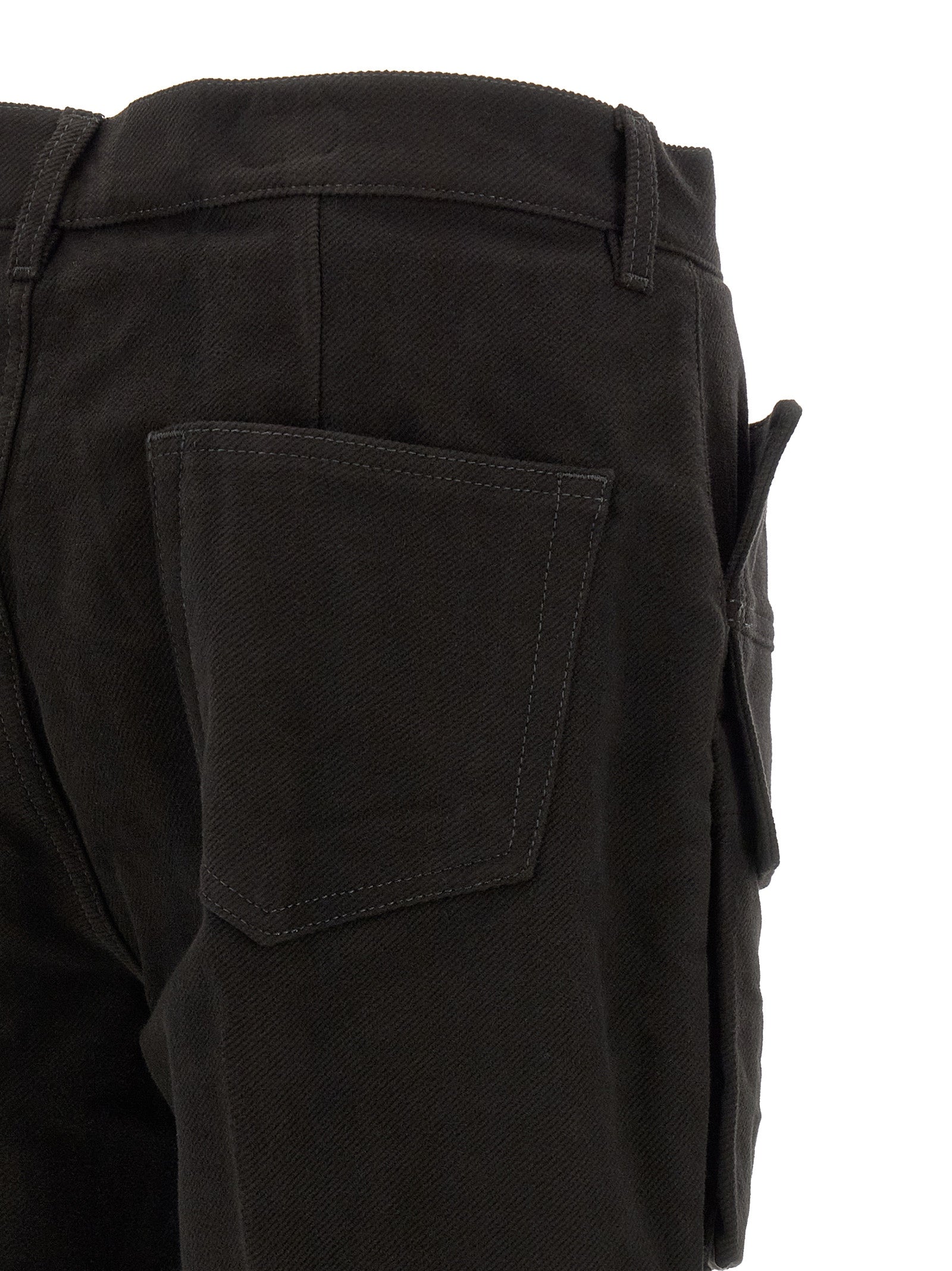 Cargo Pants by Rick Owens for men in cotton black & silver features an stylish flared & slim with a long and , expertly finished with stylish utility detailing.