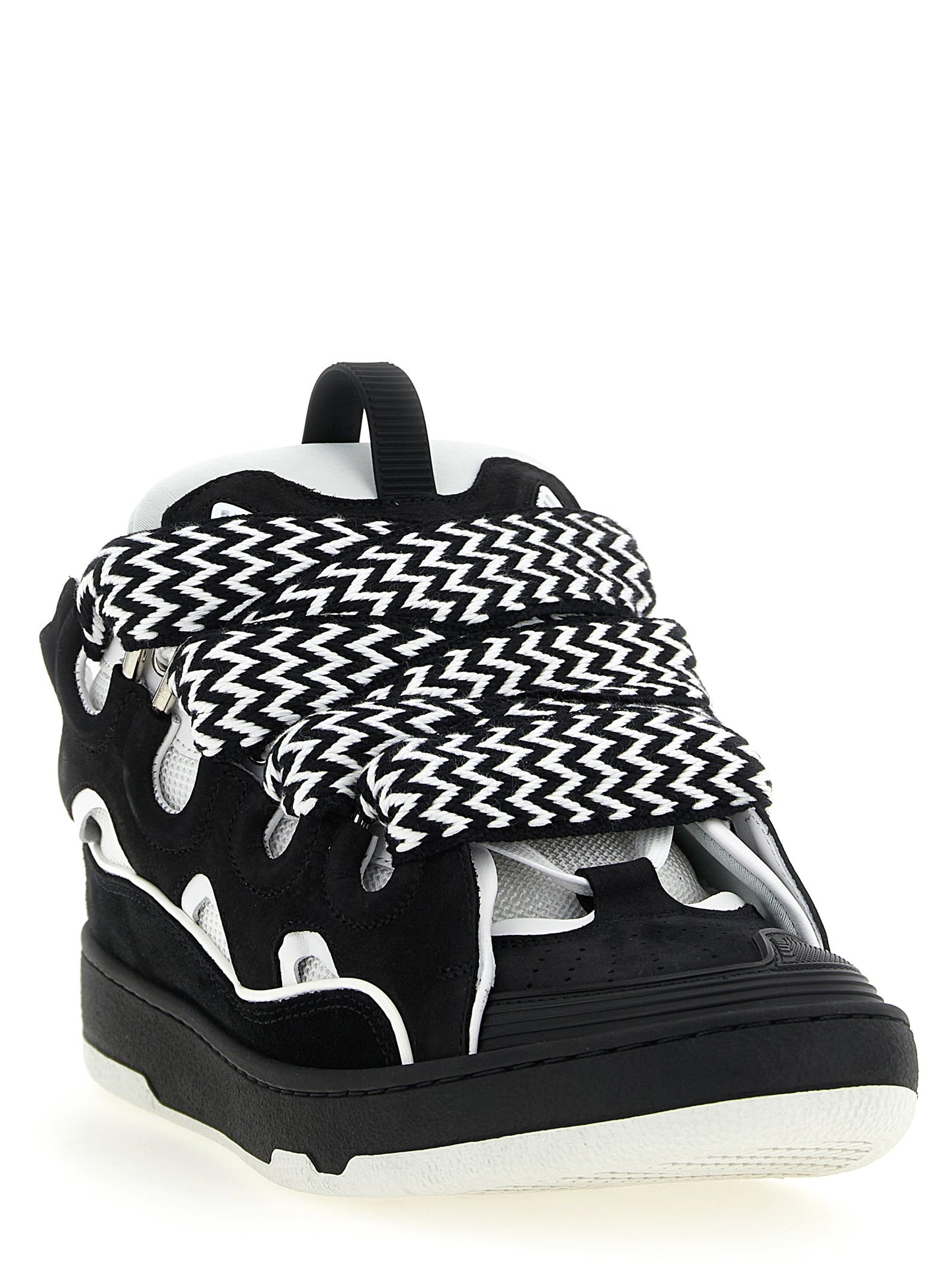 Sneakers by Lanvin for men in polyester & suede calfskin leather bicolour, black, white & herringbone presents a impeccable silhouette as Men's Chunky Polyester & Suede Calfskin Leather Sneakers, expertly defined by a impeccable chunky style for a impeccable, high-fashion look.