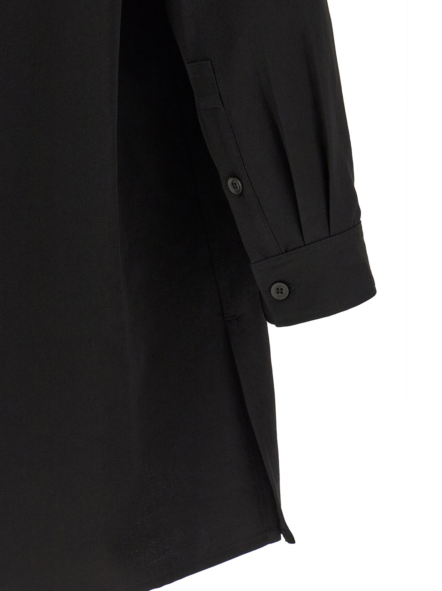 Shirt by Yohji Yamamoto for men in wool black presents a discerning silhouette, showcasing a sophisticated and for a truly discerning finish.