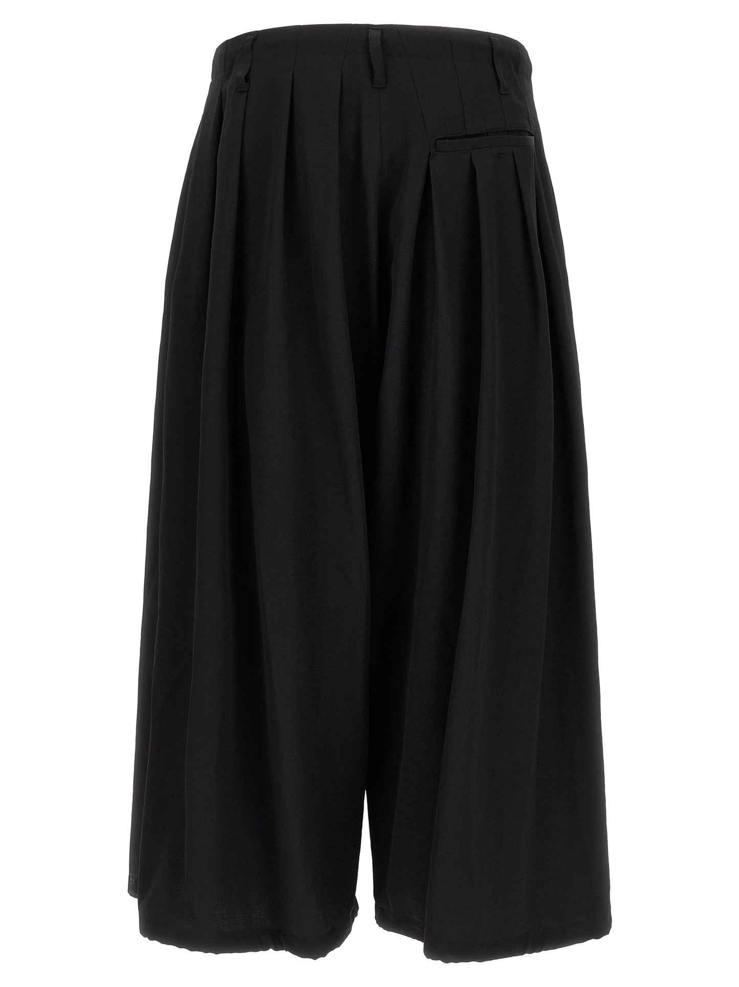 Trousers by Yohji Yamamoto for men in wool black features an on trend silhouette, showcasing a sophisticated wide with a long and for an on trend finish.