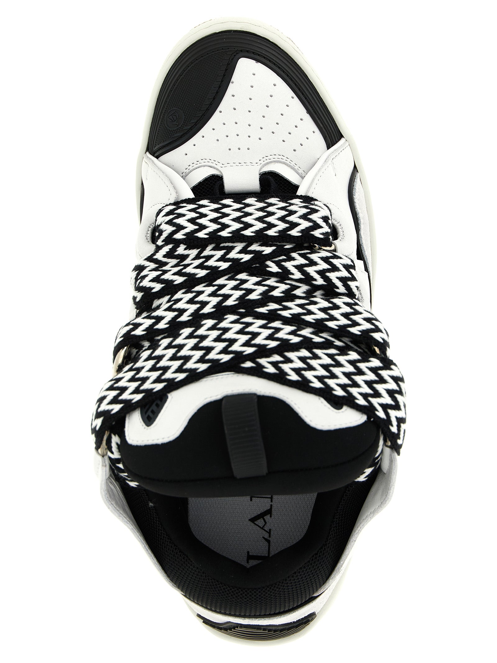 Sneakers by Lanvin for men in polyester & suede calfskin leather bicolour, black, gray & white features an timeless silhouette from the Men's Chunky Skater Polyester & Suede Calfskin Leather Sneakers collection, showcasing a signature chunky skater style with an timeless finish.
