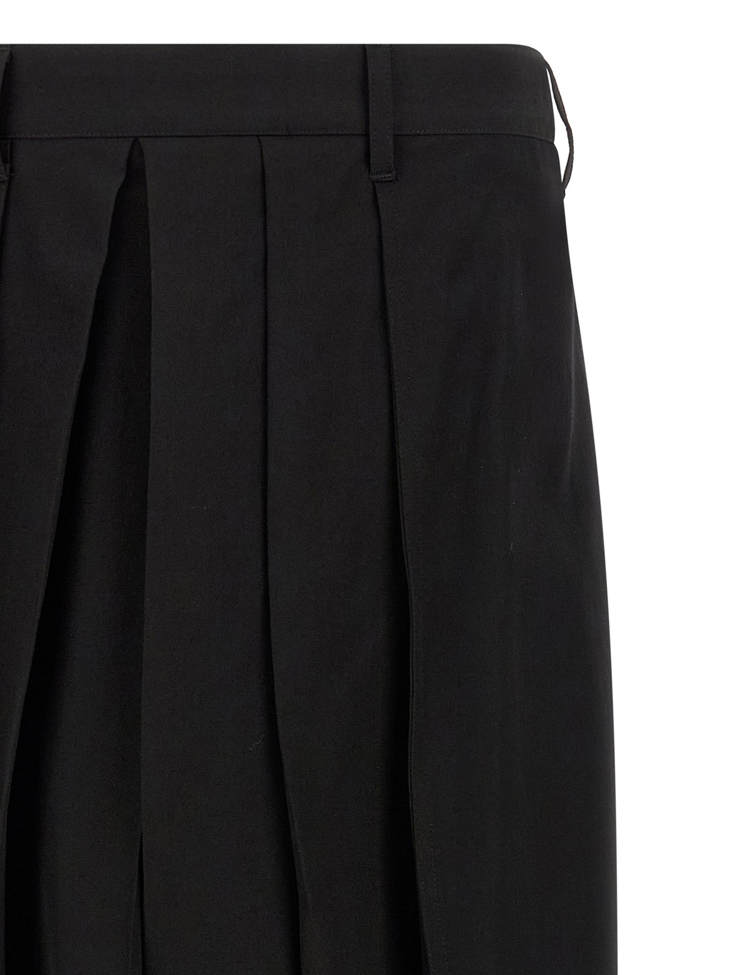 Trousers by Yohji Yamamoto for men in wool black features an sartorial silhouette, showcasing a precise wide and long with a sartorial for a refined look.