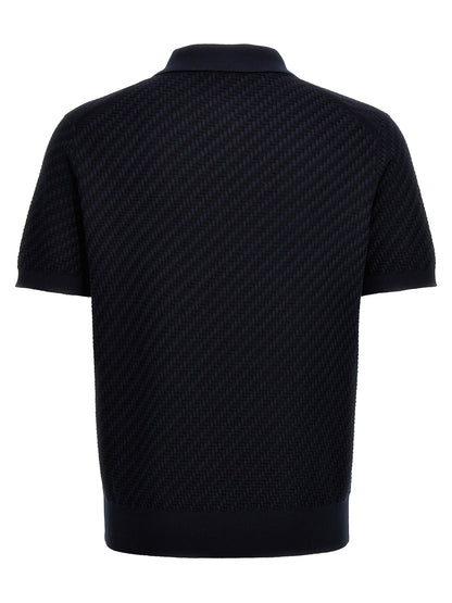 Polo Shirt by Brioni for men in cashmere cotton & silk blue presents a crisp silhouette, artfully detailed with a crisp and crisp .
