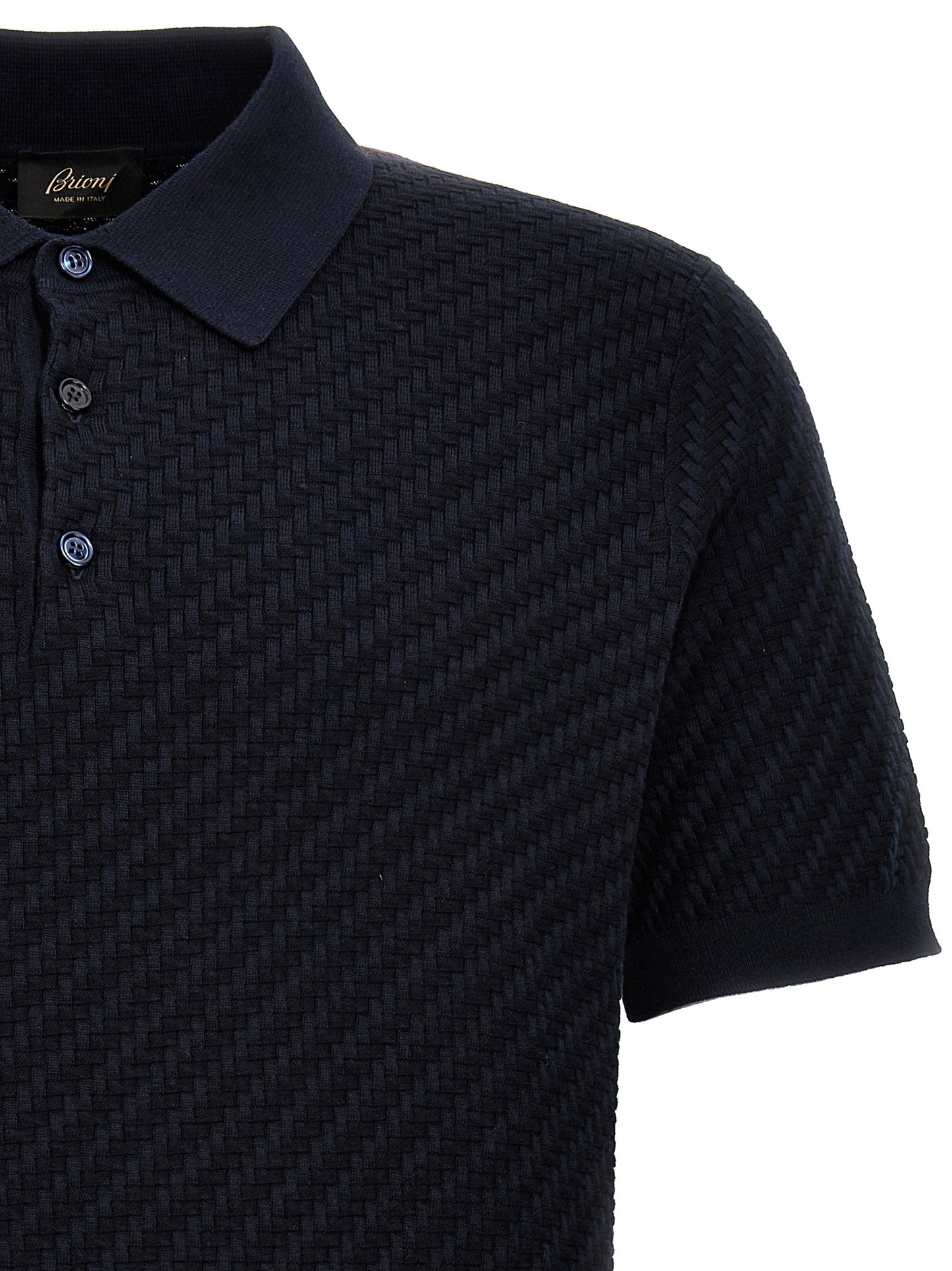 Polo Shirt by Brioni for men in cashmere cotton & silk blue showcases a enviable silhouette, featuring a refined and for a enviable finish.
