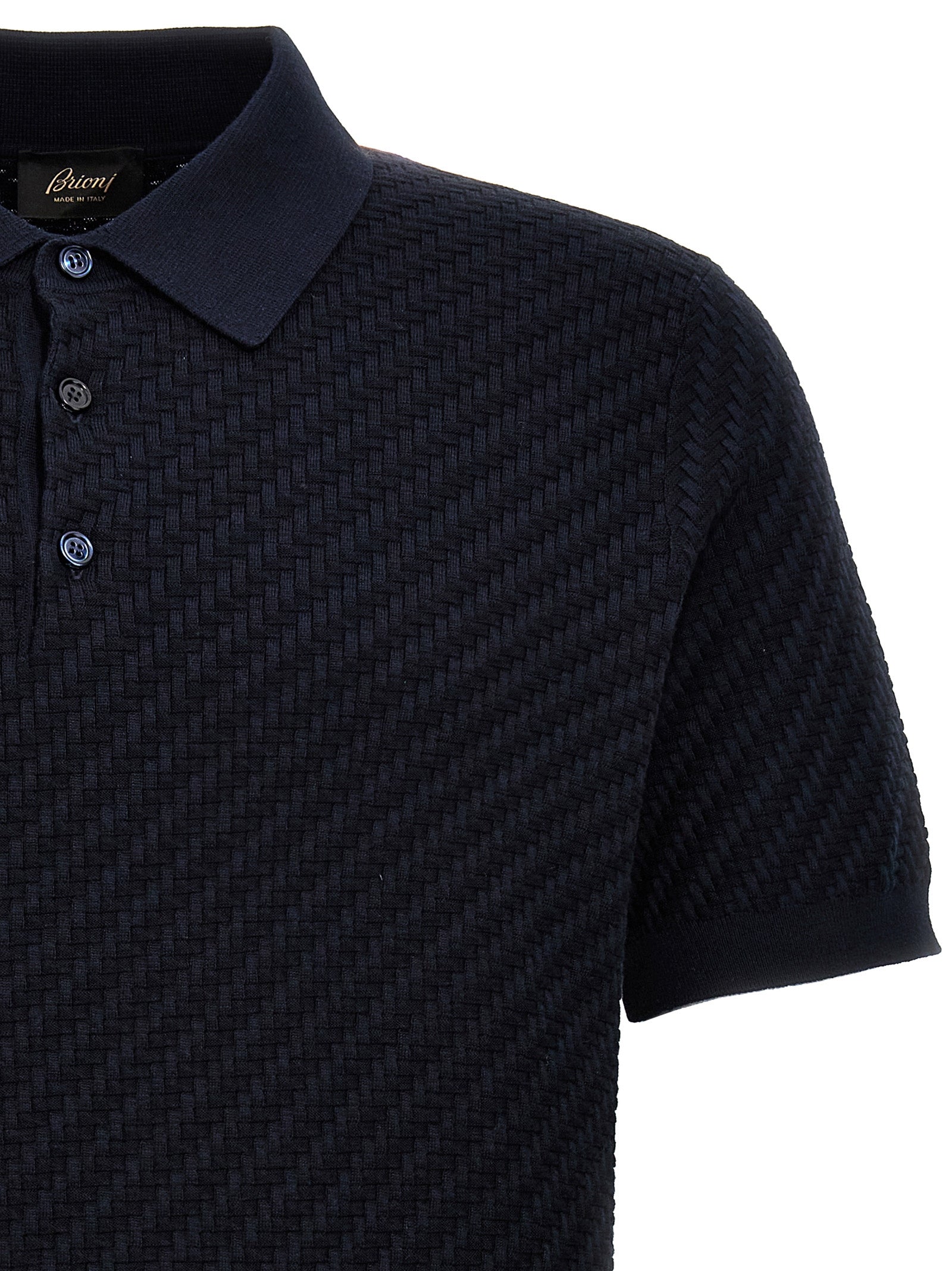 Polo Shirt by Brioni for men in cashmere cotton & silk blue showcases a enviable silhouette, featuring a refined and for a enviable finish.