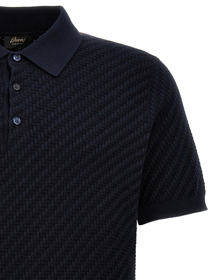 Polo Shirt by Brioni for men in cashmere cotton & silk blue showcases a enviable silhouette, featuring a refined and for a enviable finish.