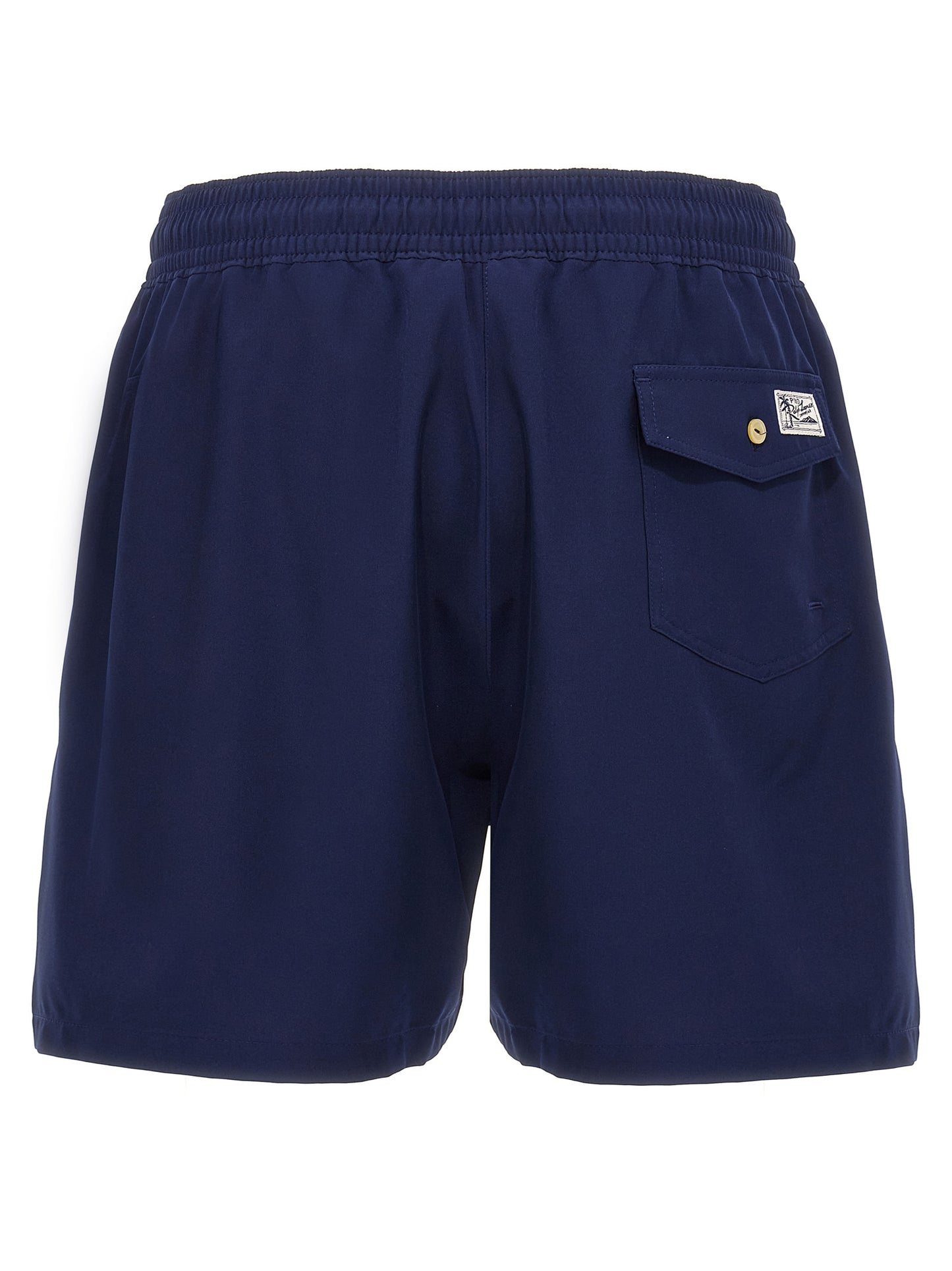 Swim Shorts by Polo Ralph Lauren for men in stretch polyester mesh blue features a refined silhouette, showcasing the premium design of this Waves Men's Stretch Polyester Mesh Swim Shorts.