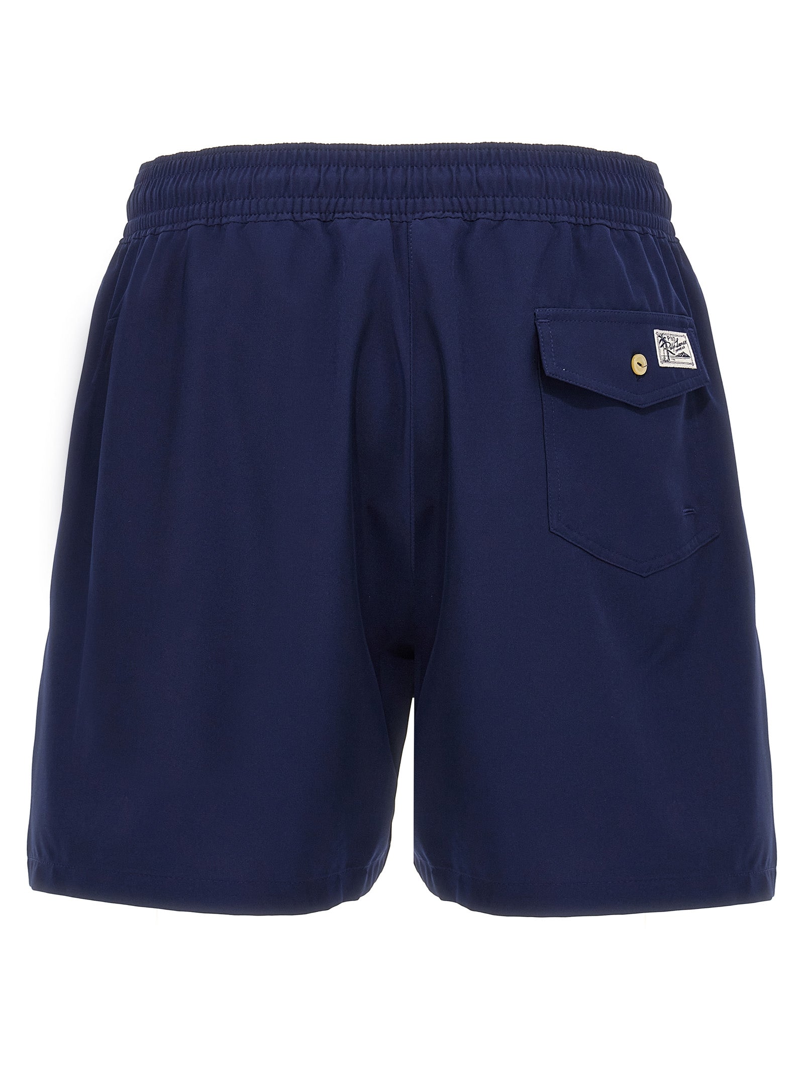Swim Shorts by Polo Ralph Lauren for men in stretch polyester mesh blue features a refined silhouette, showcasing the premium design of this Waves Men's Stretch Polyester Mesh Swim Shorts.