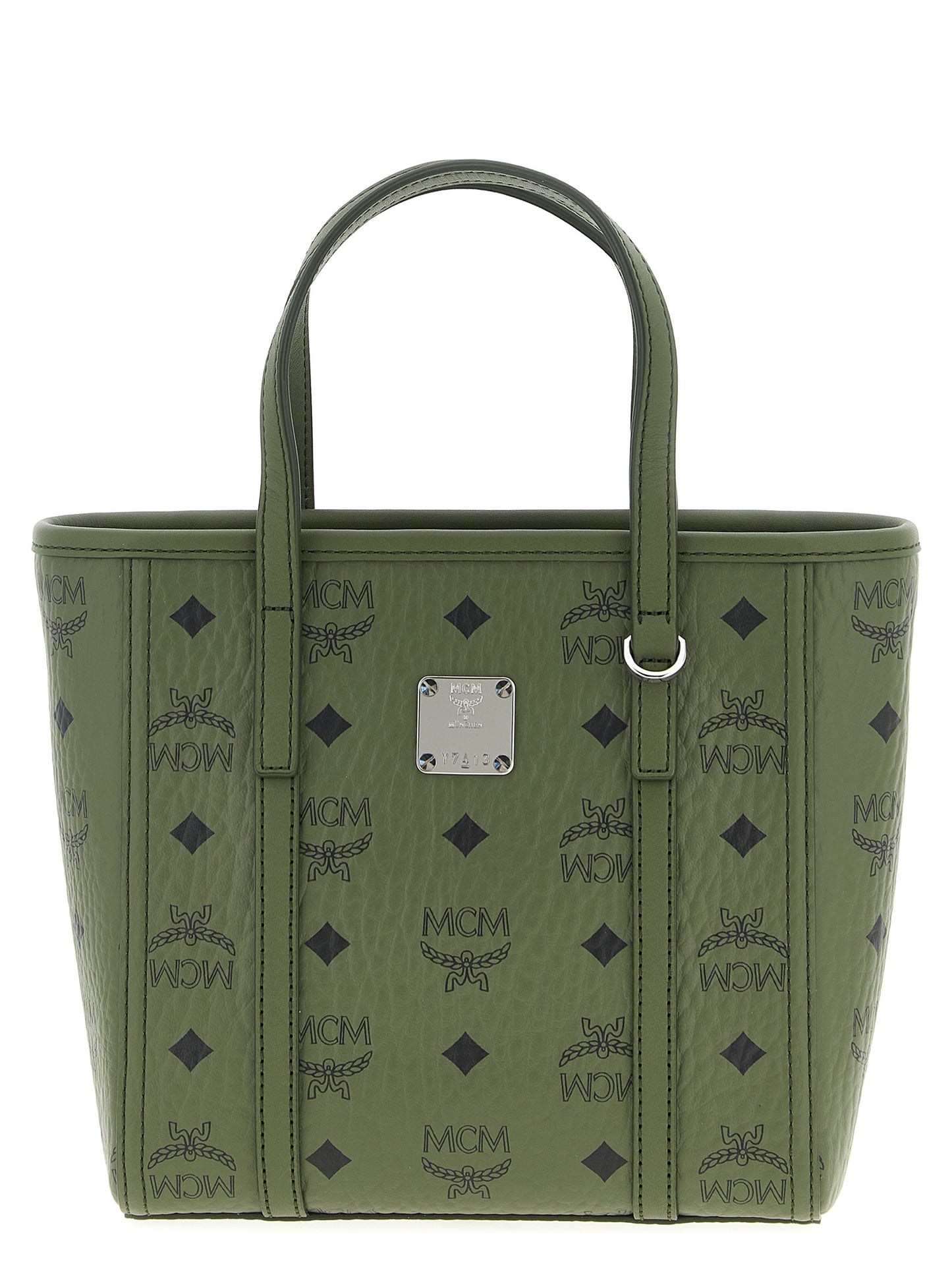 Mini Shopper Tote Bag by MCM for women in poly cotton canvas bicolour, green & monogram features an metropolitan chic Icon Visetos Poly Cotton Canvas Mini Shopper Tote Bag design with a secure zipper, metropolitan chic , and versatile shoulder-strap, adjustable-strap & handle for a metropolitan chic look.