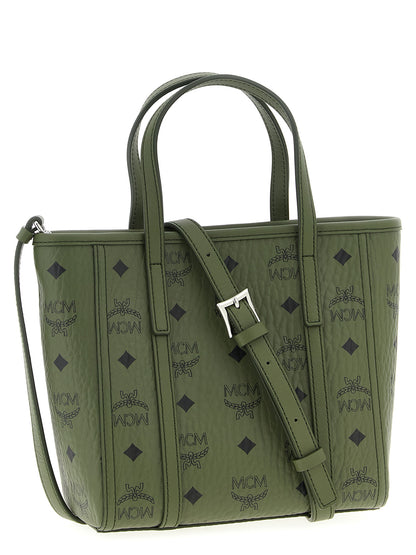 Mini Shopper Tote Bag by MCM for women in poly cotton canvas bicolour, green & monogram features a urban sophisticate Icon Visetos Poly Cotton Canvas Mini Shopper Tote Bag design with a secure zipper, ample , and versatile shoulder-strap, adjustable-strap & handle for a urban sophisticate finish.