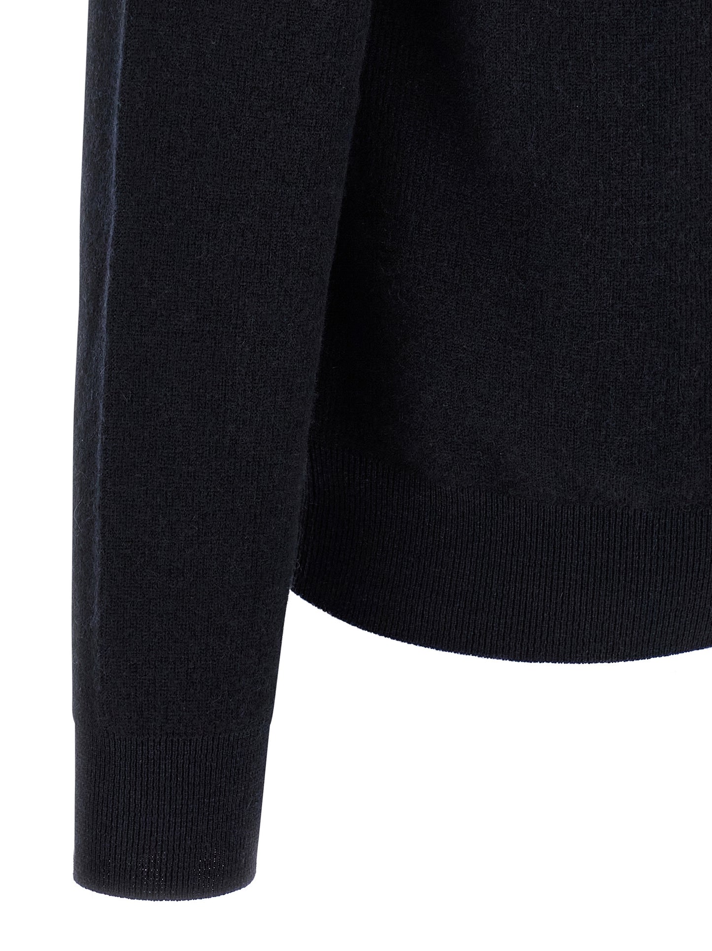 Cardigan by Brioni for men in cashmere blue features a dramatic silhouette, showcasing a sophisticated and dramatic detail for a timeless, premium look.
