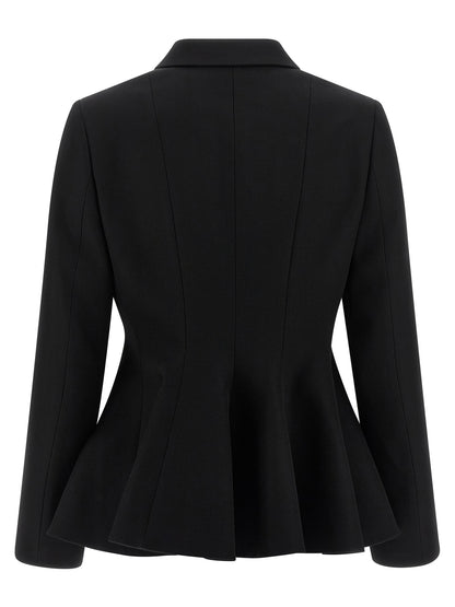 Blazer by Fendi for women in virgin wool black features an stylish silhouette, showcasing a sophisticated v-neck neckline and stylish for a truly stylish finish.