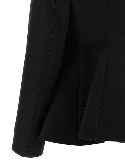 Blazer by Fendi for women in virgin wool black showcases a discerning silhouette, elegantly detailed with a sophisticated and premium for a truly discerning finish.