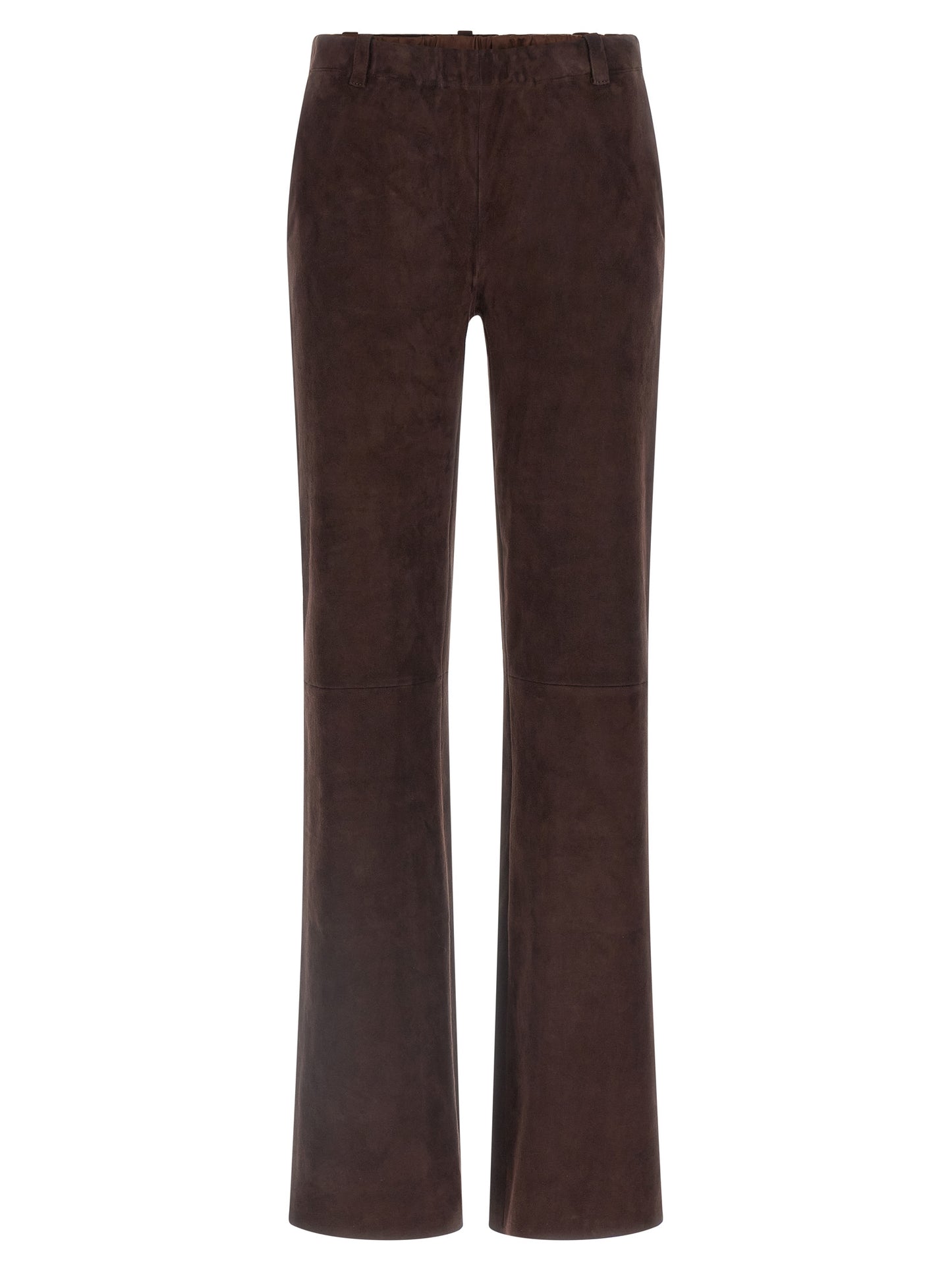 STOULS Women's Straight Leg Suede Lamb Leather Jeans - Brown