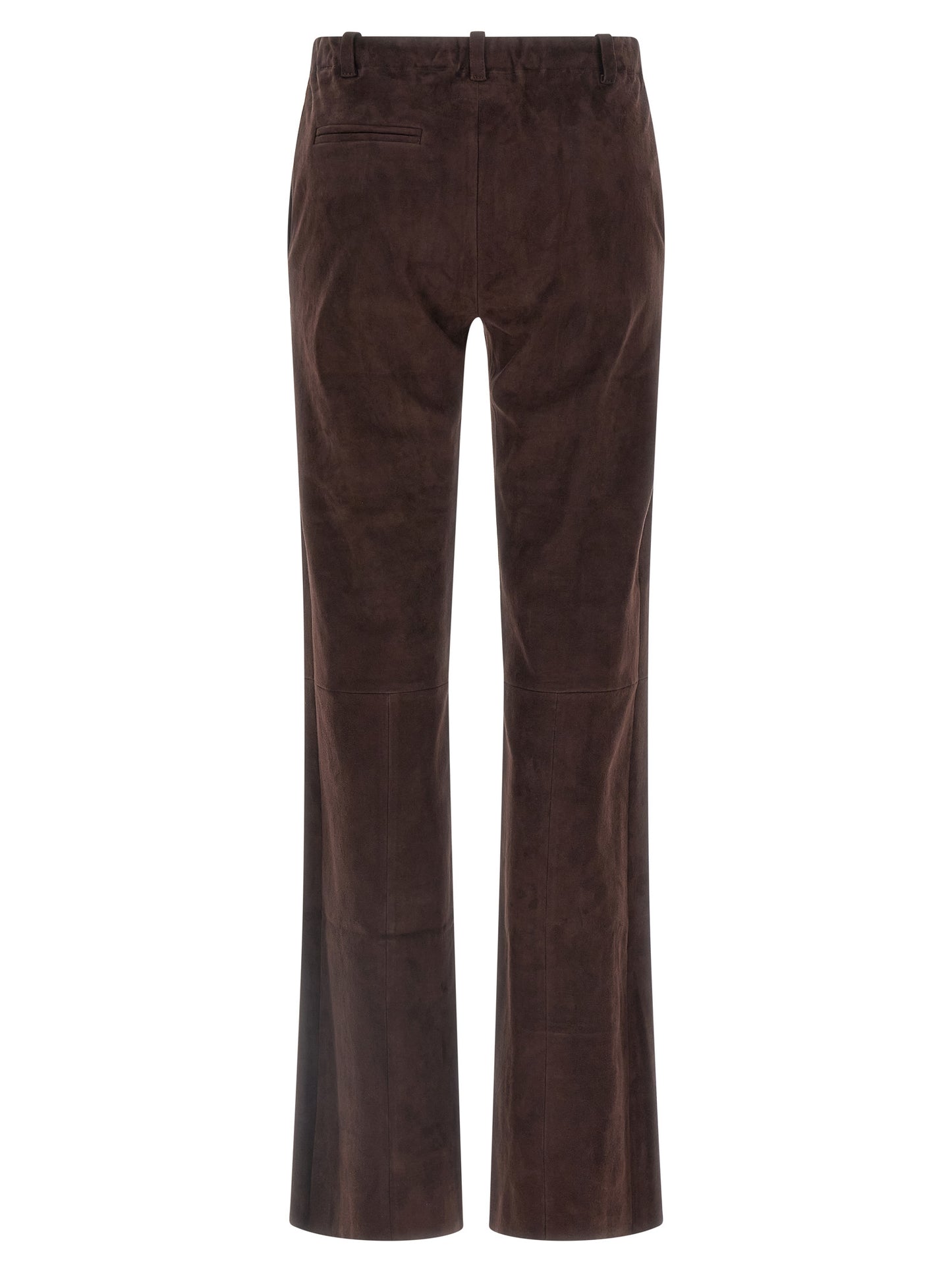STOULS Women's Straight Leg Suede Lamb Leather Jeans - Brown
