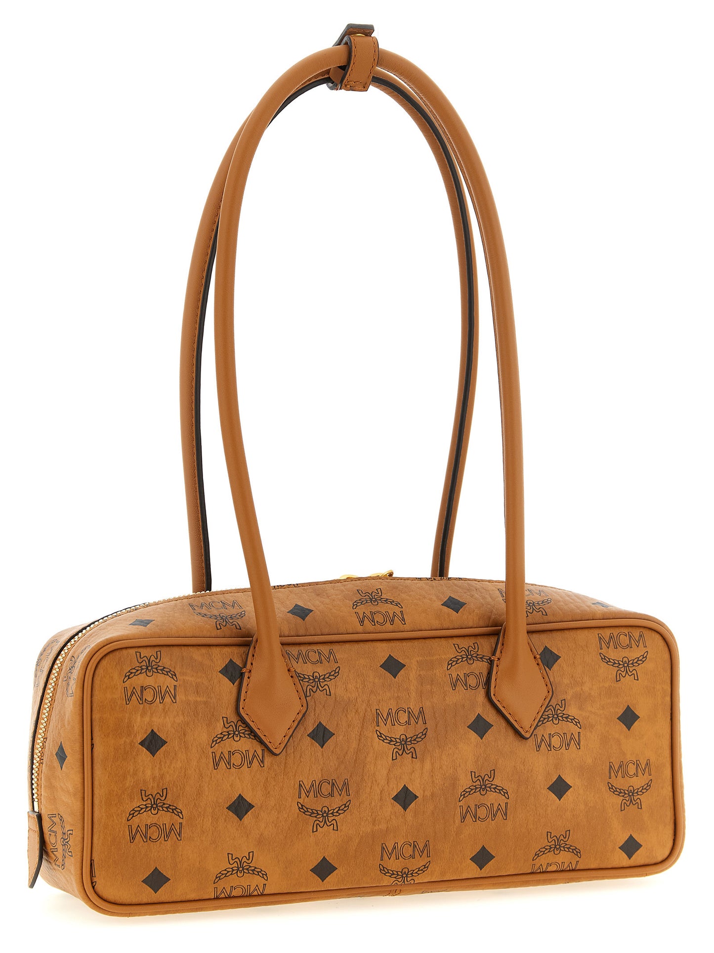 East West Shoulder Bag by MCM for women in suede polyester polyethylene polyurethane leather brown & natural features a effortless chic silhouette with a secure zipper, ample , and versatile shoulder-strap for a effortless chic finish.