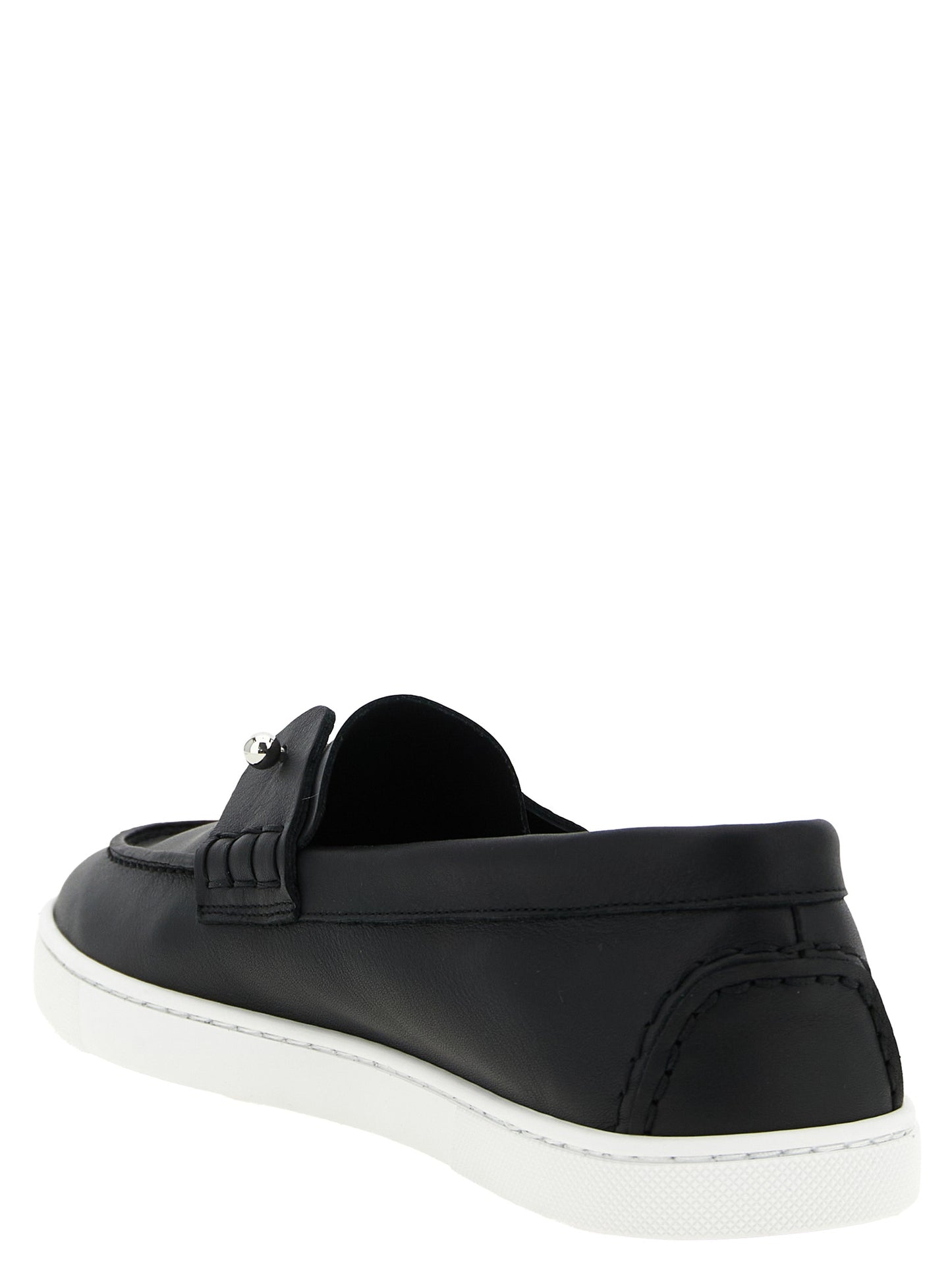 Loafer Slip-On Shoes by Christian Louboutin for men in calfskin leather black features an ergonomic silhouette, perfectly showcasing Men's Calfskin Leather Loafer Slip-On Shoes with its distinct and elegant .