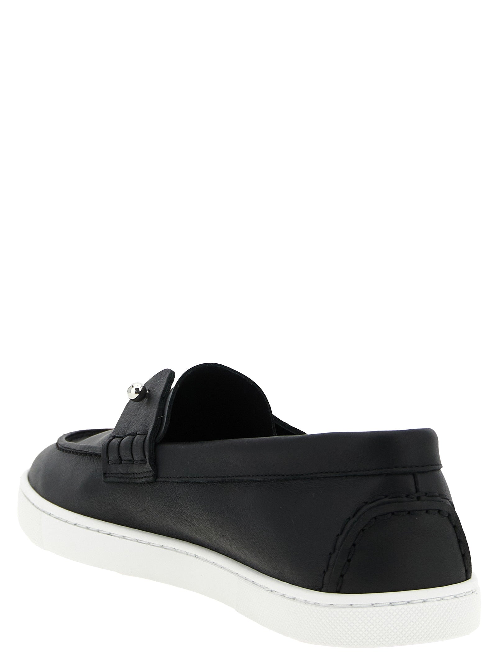 Loafer Slip-On Shoes by Christian Louboutin for men in calfskin leather black features an ergonomic silhouette, perfectly showcasing Men's Calfskin Leather Loafer Slip-On Shoes with its distinct and elegant .