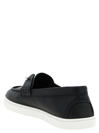 Loafer Slip-On Shoes by Christian Louboutin for men in calfskin leather black features an ergonomic silhouette, perfectly showcasing Men's Calfskin Leather Loafer Slip-On Shoes with its distinct and elegant .